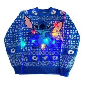 BNWT DISNEY STITCH CREWNECK LIGHT UP HOLIDAY UGLY SWEATER US EXTRA LARGE (XL)